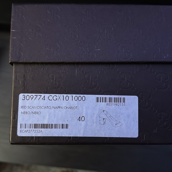 🇮🇹 Gucci - SIZE 40 309774 CGX10 1000 KID SUEDE NAPPA CHARLOT, black block heel - Picture 2 of 15